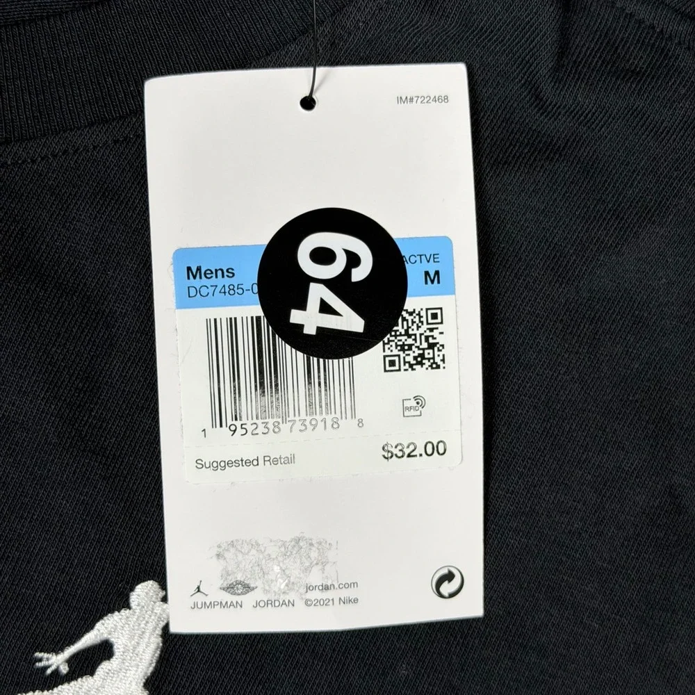 Jordan Mens Jumpman Embroidered T-Shirt Black DC7485-010 Medium NWT